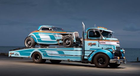 Tumblr, Toy Hauler Trailers, Coe Trucks, Rat Rod Trucks, Hot Rod Pickup, Car Hauler, Rat Rods Truck, Classic Cars Trucks Hot Rods, Custom Hot Wheels