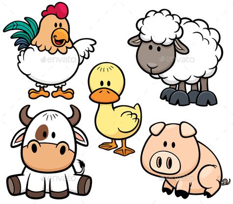 Vector Illustration of Cartoon Animals farm set Farm Cartoon, Inkscape Tutorials, Animals Farm, 자수 디자인, Cartoon Gifs, Animal Clipart, Animal Illustration, Drawing For Kids, Cartoon Animals