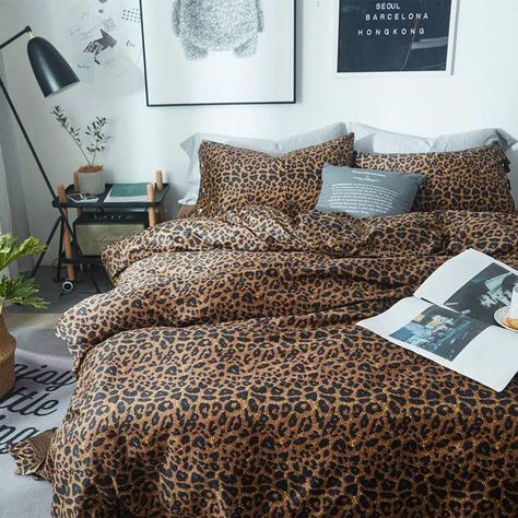 Leopard Bedroom Decor, Leopard Print Bedroom, Leopard Room, Leopard Bedroom, Leopard Print Bedding, Leopard Bedding, Floral Print Bedding, Flower Duvet Cover, Surf Room