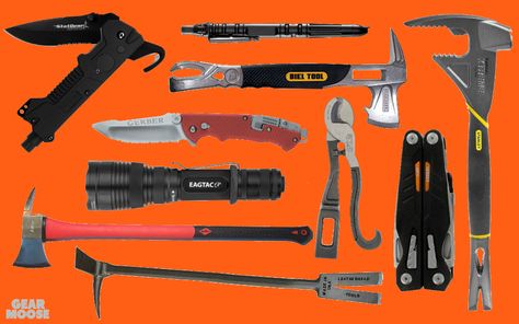 "I have too many tools," said no firefighter ever. Channellock 87 Compact Rescue Tool ($36). Stanley FatMax Fubar Tool ($46). Paratech Biel Tool ($166). Statgear T3 Tactical Triage & Auto Rescue Tool ($37). Gerber Impromptu Tactical Pen ($43). Gerber Hinderer Rescue Knife ($68). EagleTac G25C2 MK II XM-L2 Flashlight ($110). Gerber MP1 Multi-Tool ($77). Quick-Wedge Non-Sparking Pick Head Axe ($373). Leatherhead Tools Carbon Steel Halligan Bar ($330). Firefighter Gear Tools, Firefighter Equipment, Firefighter Tools, Fire Gear, Firefighter Training, Rescue Knife, Firefighter Gear, Firefighter Emt, Fire Training