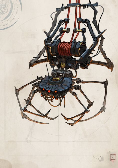 Silicon Based Lifeform, Robotic Creatures Concept Art, Mechanical Spider Art, Robot Creature, Alexander Trufanov, Steampunk Creatures, Mechanical Creatures, Steampunk Robots, Mechanical Animals