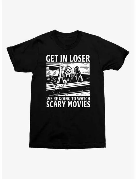 Scream We're Going To Watch Scary Movies T-Shirt, Scream Outfits, Horror Clothes, Horror Movie T Shirts, Get In Loser, Fit For Men, Ghost Face, Ghost Faces, Plus Size Fits, Movie Shirts