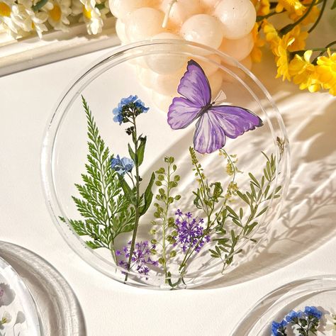 Wildflower Coasters, Transparent Resin Real Flower Dried Flower Coasters, Tableware, Table Decorations, Housewarming Gifts Housewarming Gifts, Flower Coasters, Transparent Resin, Dried Flower, Real Flowers, Dried Flowers, Wild Flowers, House Warming, House Warming Gifts