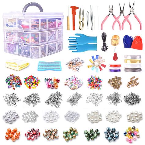 PRICES MAY VARY. All in one jewelry making kit: Contains 16pcs jewelry making tools, 6pcs Jewelry charms and wire, 1400pcs jewelry making findings, 1038pcs jewelry making beads. All in one storage case to meet your DIY jewelry ideas. Up to 1038 jewelry beads: Come With 1038 Assorted Beads in 38 Styles. Ideal For Making And Repairing variety Of Necklaces, Bracelets, Earrings And Other Desired Jewelry Items. Jewelry making starter kits: Include 3 Jewelry Pliers (Needle Nose Pliers,Round Nose Plier Diy Gifts For Girls, Jewelry Making Kits, Beading Tools, Bead Charms Diy, Jewelry Pliers, Tool Kits, Jewelry Making Kit, Beads Bracelet Design, Jewelry Making Tools
