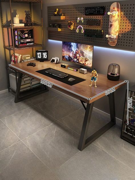 Notebook Writing Office Desks Simple Modern Gamer Pc Student File Cabinets Office Desks Laptop Stand Escritorio Furniture MR50OD Colour: Brown/Black, Size: 75cm H x 160cm W x 60cm D Writing Office, Notebook Writing, Writing Offices, Desk Inspo, Modern Games, Simple Desk, File Cabinets, Laptop Desk, Office Desks