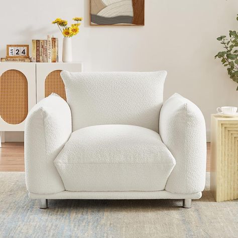 Holaki Oversize Accent Chair Cozy Armchair for Apartment Living Room Bedroom Corner Home Furniture, Single White - Walmart.com Oversized Accent Chair, Oversized Armchair, Single Seater Sofa, Comfy Accent Chairs, Overstuffed Chairs, Bedroom Corner, Comfy Living Room, Single Sofa Chair, Living Room Furniture Arrangement