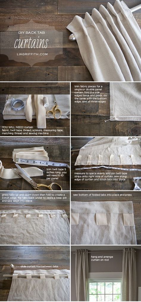 I've been contemplating how to make my new curtains for our master, and this timely post came to my inbox showing just exactly how to do it the way I wanted!  -KWA Farmhouse Style Curtains, Curtain Tutorial, Patio Blinds, Small Window Curtains, Corak Menjahit, Diy Window Treatments, Bedroom Blinds, Shutter Blinds, No Sew Curtains