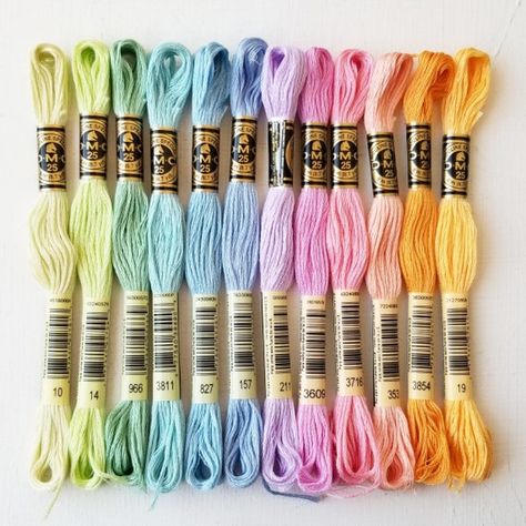 Dmc Floss Chart, Yarn Color Combinations, Cross Stitch Floss, Cross Stitch Thread, Embroidery Tools, Cross Stitch Supplies, Dmc Embroidery Floss, Hand Embroidery Projects, Gilbert Az