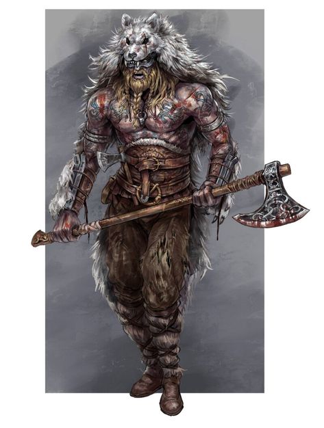 Edgy Artwork, Berserker Tattoo, Vikings Art, Fenrir Tattoo, Viking Berserker, Arte Viking, Icewind Dale, Viking Character, Rune Tattoo