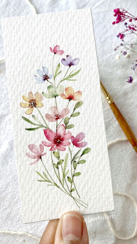 Large selection acrylic painting, oil painting, small painting Simple Watercolor Ideas, Water Colors Painting, Easy Watercolor Flowers, Cross Watercolor, Akvarel Illustration, Watercolor Painting Ideas For Beginners, Pink Floral Painting, Beautiful Wednesday, Easy To Paint