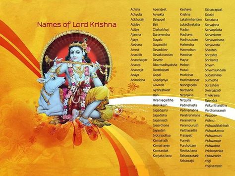 Names of Lord Krishna Names Of Radha Rani, Names Of Krishna, Krishna Name, Hindu Girl Names, Names Of Lord Krishna, Instrument Craft, Krishna Names, Indian Traditional Paintings, Goddess Quotes