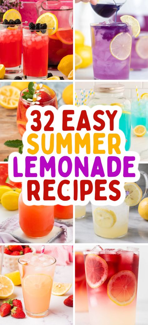 Best Lemonade Recipes – Here’s a list of the best homemade lemonade recipes for a delicious and refreshing summer season! You will love these quick and easy lemonade recipes that are sure to be a hit at any summer BBQ! Summer drinks, iced tea lemonade, easy lemonade, homemade lemonade, strawberry lemonade, vodka lemonade, lemonade cocktails, summer cocktails, easy summer cocktails. Lemonade Ideas Parties, Quenchers Summer Drinks, Dispenser Drinks Recipes, Refreshing Lemonade Drinks, Recipes For Lemonade, Gourmet Lemonade Recipes, Monin Lemonade Recipe, Mixed Berry Lemonade, Lemonade Add Ins