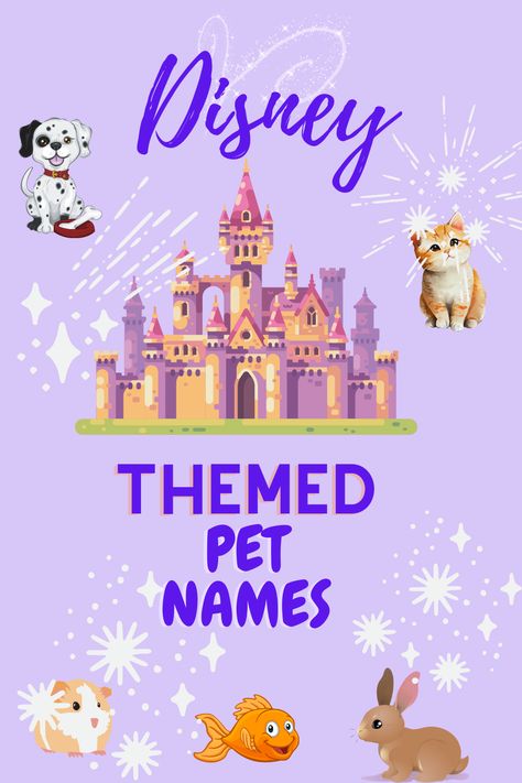 If you love Disney and want a magical name for a new pet, look no further! Whether it's a dog or cat, bunny, guinea pig or goldfish there's a cute name for every pet. Hundreds of names are included, all from popular Disney movies. Cute Japanese Pet Names, Disney Animal Names, Disney Girl Dog Names, Cute Pet Names Animals, Disney Names For Dogs, Animal Names Unique, Pet Names For Girls, Dog Names Disney, Disney Dog Names