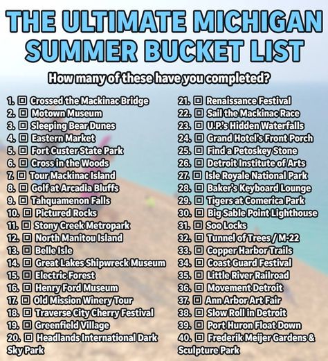 michigan bucket list Michigan Bucket List Summer, Michigan Bucket List, Travel Michigan, Judy Moody, Michigan Adventures, Fun List, Michigan Road Trip, Isle Royale National Park, Michigan Summer
