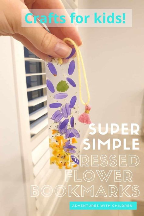 Pressed Flower Suncatcher Kids, Wildflower Activities For Kids, Press Flower Bookmark, Wildflower Crafts For Kids, Contact Paper Bookmark, Pressed Flower Laminated Bookmarks, Mothers Day Bookmark Craft, Flower Press Bookmark, Fun Bookmarks Diy