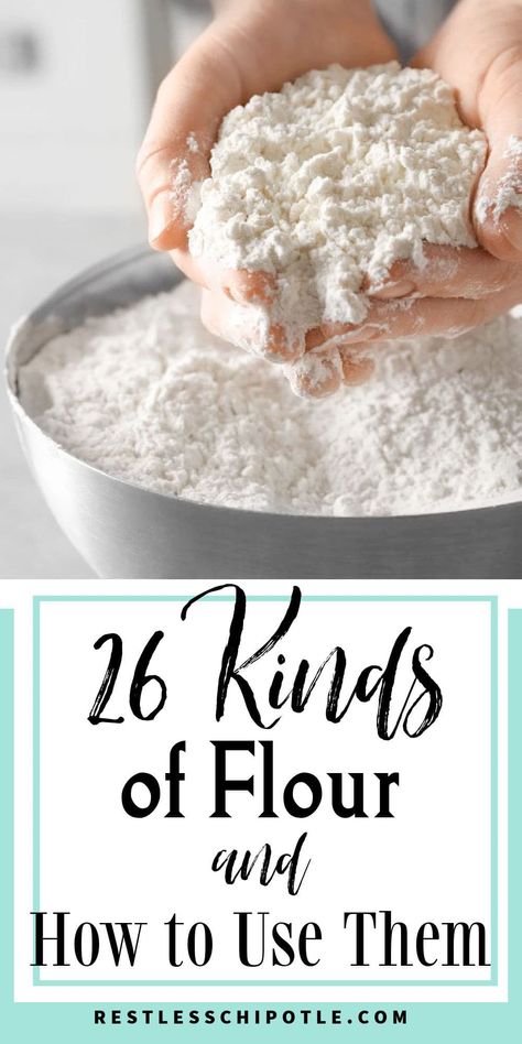 Everything you need to know about flour from substituting one for another to using gluten free flours. Pie, Oo Flour Recipes, Flour Types And Uses, Fufilling Food, Flour Types, Different Types Of Flour, Diy Flour, Cake Flour Recipe, Gluten Free Flours