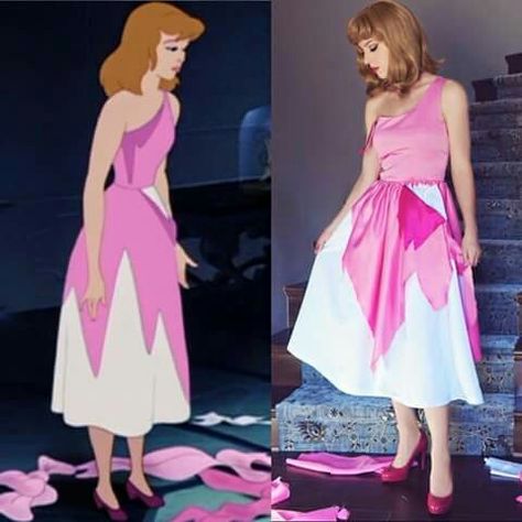 Cinderella's Pink Dress Cinderella Pink Dress, Disneybound Ideas, Outfit Recommendations, Cosplay Cartoon, 90s Halloween Costumes, Cartoon Fanart, 90s Halloween, Clever Halloween Costumes, Cinderella Costume