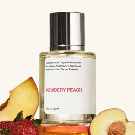 Peach Perfume Fragrance, Powdery Scent Perfumes, Peach Scented Perfume, How To Smell Like Peaches, White Shoulders Perfume, Peach Perfume, Luxury Scents, Perfume Wishlist, Bouquet Of White Flowers