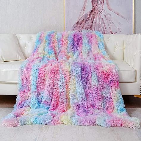 Blanket, Super Soft Longhair Fluffy Fleece Rainbow Blanket, Shaggy Warm PV and Flannel Double Sided Faux Fur Throw Blanket, Cozy Fluffy Blanket for Bed, Sofa, Chair, Car, 130x160cm : Amazon.co.uk: Home & Kitchen Tie Dye Blanket, Unicorn Blanket, Decorative Throws Blanket, Rainbow Blanket, Couch Blanket, Faux Fur Throw Blanket, Fluffy Blanket, Faux Fur Blanket, Fur Throw Blanket