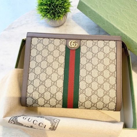 Gucci GG supreme canvas ophidia pouch Gucci Pouch Bag, Gucci Fanny Pack, Gucci Clutch Bag, Gucci Pouch, Gucci Clutch, Red Web, Gucci Bamboo, Wide Leather Belt, Mini Pouches