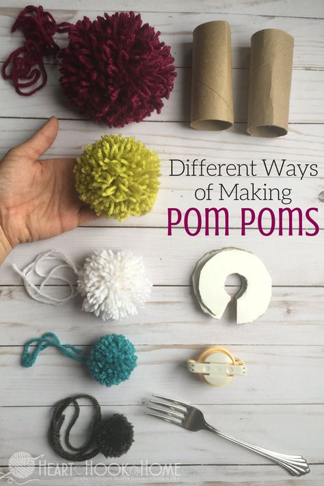 Making Pom Poms, Cute Diy Crafts, Knitting Yarn Colors, Pompon Diy, Pom Pom Tutorial, Pom Crafts, Diy Pom Poms, Hemma Diy, Boyfriend Crafts