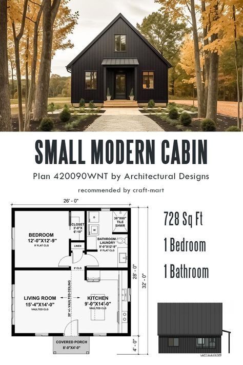 Small Modern Cabin House Plans, Cabin Layout Small, Camp House Ideas Interiors, Santo Domingo, Small Cabin House Plans Open Floor, 1 Bed Cabin Floor Plans, 3 Bed 2 Bath Tiny House, One Room Barndominium, 28 X 28 Floor Plans