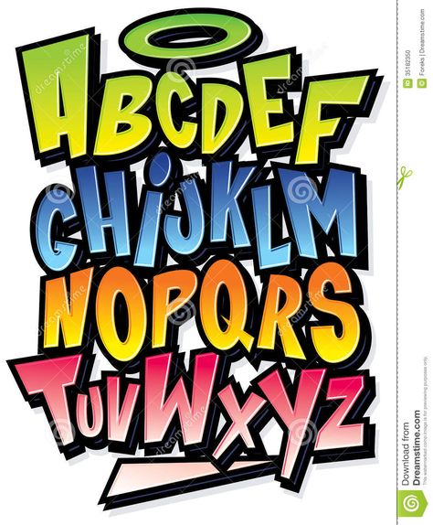 Funky Colorful Cartoon Font Type Alphabet Stock Photo - Image: 35182350 Letras Comic, Graffiti Alphabet Fonts, Free Graffiti Fonts, Alphabet Graffiti, Graffiti Alphabet Styles, Schrift Design, Graffiti Lettering Alphabet, Graffiti Art Letters, Funky Fonts