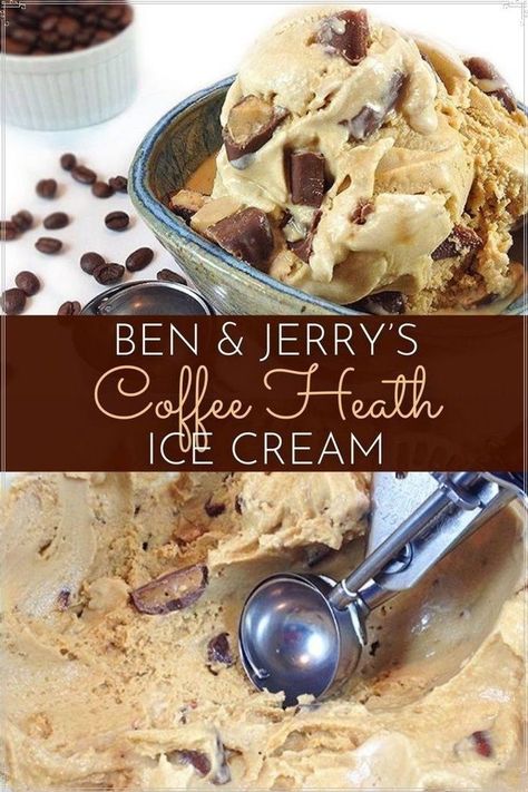 Heath Ice Cream, Coffee Ice Cream Dessert, Toffee Bar, Heath Toffee, Homemade Ice Cream Recipes Machine, Toffee Ice Cream, Frozen Yogurt Popsicles, Coffee Ice Cream Recipe, Ice Cream Recipes Machine