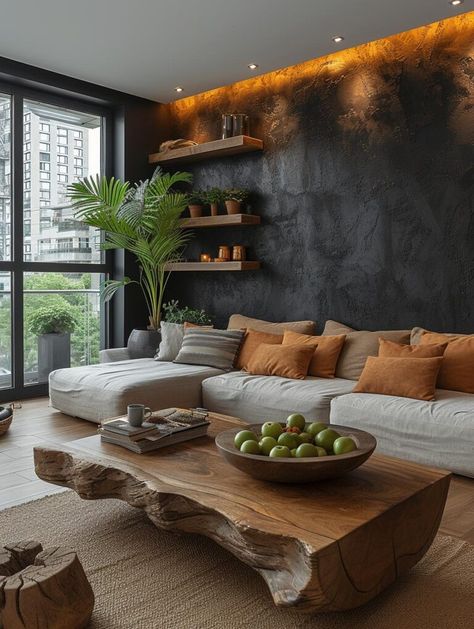 50+ Black Interior Design Concepts: Changing Your Perception of Dark Colors in Design Moody Interior Design, Moody Home Decor, Masculine Interior Design, Interior Design Room, Black Living Room Decor, Vaulted Ceiling Living Room, Black Bedroom Design, Condo Living Room, Dark Living Rooms