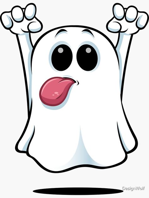 "Cartoon Ghost - Sticking His Tongue Out." Sticker by DesignWolf | Redbubble Halloween Painting Ideas, Moldes Halloween, Dekorasi Halloween, Desenhos Halloween, Cartoon Ghost, Halloween Wood Crafts, Wallpapers Cartoon, Ghost Cartoon, Halloween Rocks