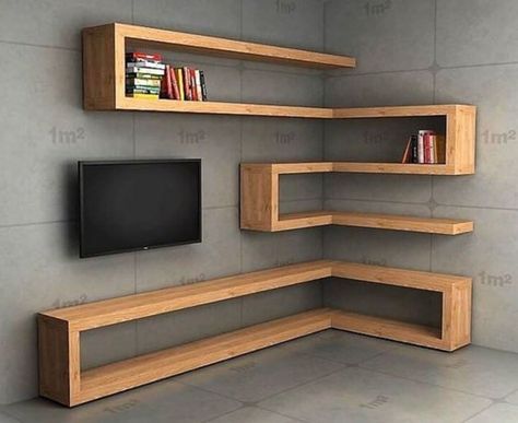 35 Smart Corner Shelf Design Ideas That Will Change Your Room Style - Engineering Discoveries Diy Corner Shelf, Corner Shelf Design, Corner Shelf Ideas, Wood Corner Shelves, Creative Bookshelves, Corner Wall Shelves, Desain Furnitur Modern, Corner Bookshelves, Diy Wand