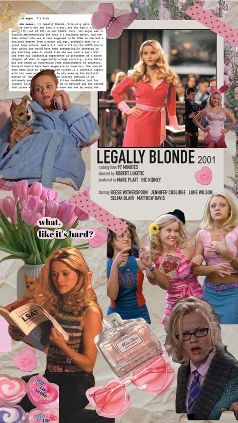 Legally Blonde Stills, Elle Woods Collage, Legally Blonde Collage, Legally Blonde Invitations, Legally Blonde Outfit Inspiration, Legally Blonde Lockscreen, Legally Blonde Mood Board, Elle Woods Hairstyles, Legally Blonde Icons