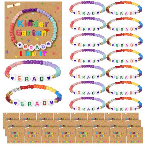 PRICES MAY VARY. What You Will Get: you will receive 40 pieces of friendship bracelets with 40 pieces of beautifully designed graduation cards, charming and colorful, offering different styles for you and your lovely children to suit your kindergarten graduation demands Quality Material Selection: our graduation friendship bracelets are mainly made of quality acrylic and glass, strong and durable, without a pungent smell, exquisite and delicate in appearance, can serve you for a long time One Si Kindergarten Graduation Gifts, Bracelet Cards, Preschool Friendship, Graduation Kindergarten, Preschool Graduation Gifts, Kindergarten Graduation Gift, Kindergarten Gifts, Cute Friendship Bracelets, Material Selection