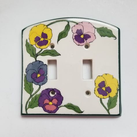 Vintage Light Switches, Hand Painted Ceramic, Light Switch Cover, Light Switch Plates, Outlet Covers, Switch Covers, Light Switch Covers, Switch Plates, Live Light