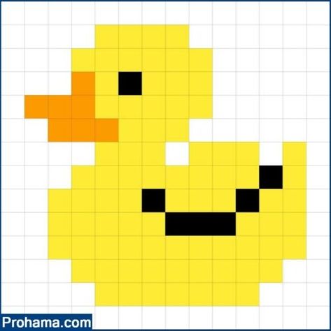 Duck Tapestry Crochet, Duck Knitting Chart, 12x12 Pixel Art, Duck Grid Pattern, Duck Pixel Art Grid, Rubber Duck Pixel Art, Duck Alpha Pattern, Duck Perler Beads, Duck Pixel Art