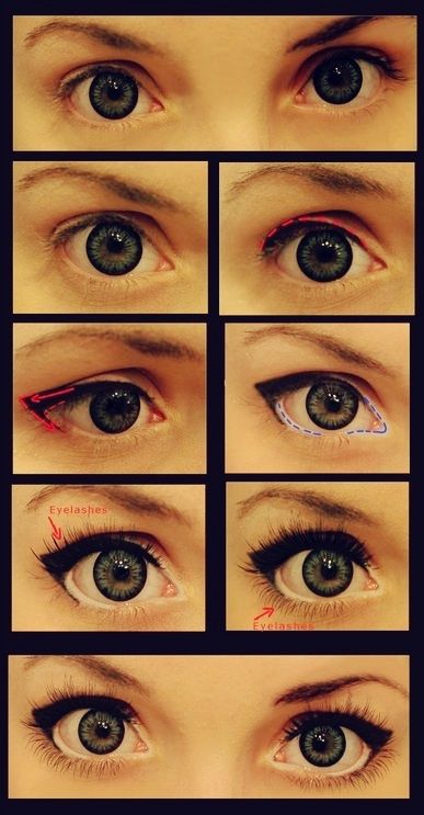 Doe eye: notice the White eyeliner Make Up Tricks, Cat Eyeliner Tutorial, Doe Eye Makeup, Makeup Tip, Make Up Inspiration, Cat Eyeliner, Doe Eyes, Makijaż Smokey Eye, Makeup Tricks