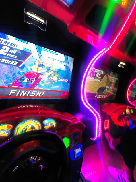 Arcade Racing Game, Competition Aesthetic, Video Game Aesthetic, Arcade Date, Michael Mell, Kep1er Hikaru, Rainbow Board, Arcade Video Games, All Video Games