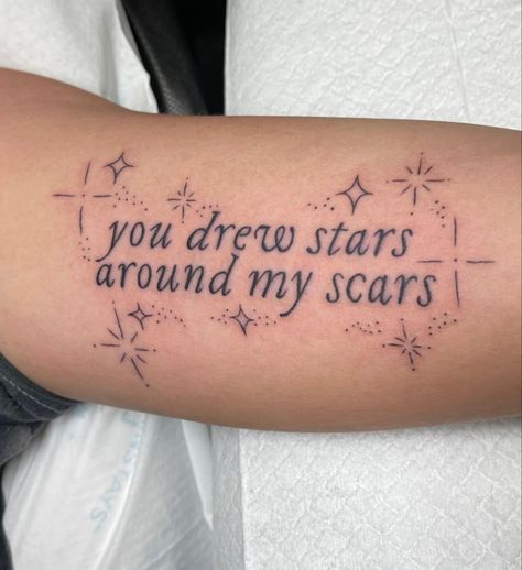 Balayage, Taylor Swift Tattoo You Drew Stars, You Drew Stars Around Scars Tattoo Arm, All The Stars Have A Reason Tattoo, You Drew Stars Around Scars Lyrics, Hold On Till May Tattoo, Written In The Stars Tattoo, Scars Cover Up Tattoo, All Of The Stars Have A Reason Tattoo