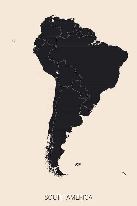 o mapa político detalhado do continente da américa do sul com fronteiras America Continent, South America Map, Detailed Map, South American, Map Art, South America, Human Silhouette, Borders, Presentation