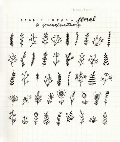 journalsanctuary: Doodle ideas 2 - floralI’ve been drawing... | Bullet journal inspiration | Bloglovin’ Japanese Graphic Design, Journal D'inspiration, Bujo Doodles, Arte Doodle, Bullet Journal Font, Journal Fonts, Doodle Ideas, Buku Skrap, Diy Tattoo