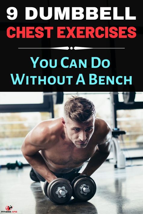 When it comes to workout, the bench press is a very crucial exercise for building chest muscles. However, what if you don’t have access to a bench and you still want to have a chest-focused workout? Maybe you don’t have time to go to the gym or circumstances have forced you to workout at home. The good news is that you don’t need a bench to have a well-rounded chest. All you need is a set of dumbbells and a little creativity to have a stunning chest. #exercises #dumbbell #workout #che... Dumbbell Workout For Chest Men, Best Dumbbell Exercises For Men, Bodyweight Chest Exercises, Chest Workouts For Men At Home Dumbell, Chest Work Out At Home, How To Build Chest Muscles For Men, Chest Workout With Dumbbells For Men, Best Dumbbell Chest Workout, Dumbbell Chest Workout Men