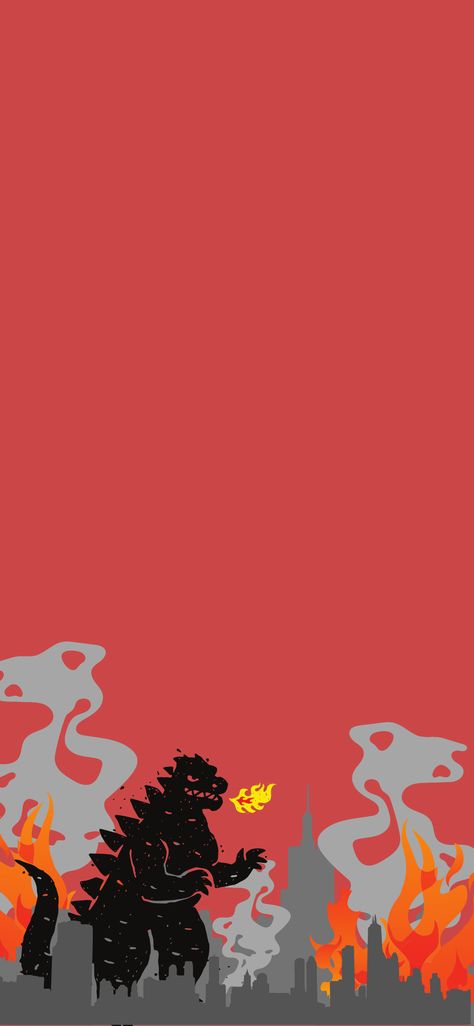 phone wallpaper of Godzilla / Gojira on a cityscape set on fire with a red background Godzilla Aesthetic Wallpaper, Godzilla Phone Wallpaper, Cute Godzilla Wallpaper, Godzilla Japanese Art, Cartoons Wallpaper Aesthetic, Godzilla Wallpaper Art, Chill Wallpaper Aesthetic Dark, Godzilla Wallpaper Iphone, Godzilla Background
