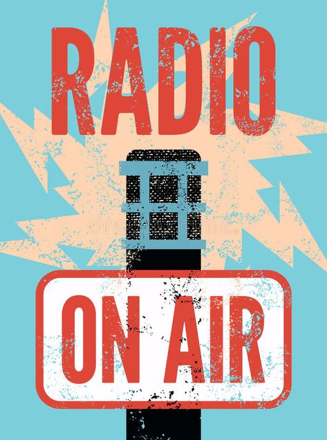 Typographic retro grunge radio station poster. Microphone On air. Vector illustr #Sponsored , #paid, #SPONSORED, #grunge, #Typographic, #station, #radio Radio Poster Design, Radio Poster, On Air Radio, Calendar Graphic, Radio Design, Poster Design Layout, Retro Radio, On Air, Radio Station