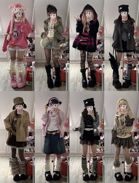 Different Japanese Fashion Styles, Cute Outfits Harajuku, Gyaru Winter Fashion, Harajuku Fashion Winter, Harajuku Fall Fashion, Japanese 2010s Fashion, Harajuku Fashion Plus Size, Winter Harajuku Outfits, Y2k Ideas Outfit