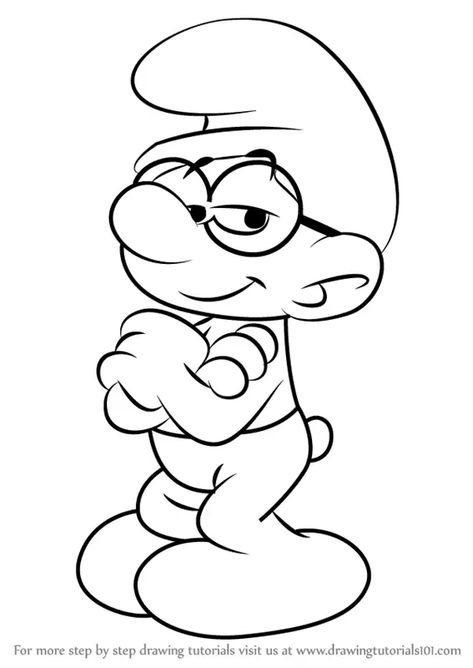 Learn How to Draw Brainy Smurf from Smurfs - The Lost Village (Smurfs: The Lost Village) Step by Step : Drawing Tutorials How To Draw A Smurf Step By Step, Smurfs Colouring Pages, Papa Smurf Drawing, The Smurfs Drawing, Smurf Drawing, Smurfs Coloring Pages, Brainy Smurf, Smurfs Drawing, Toy Drawing