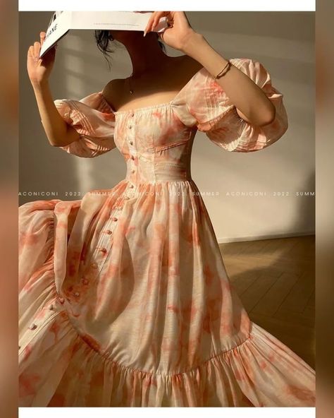 "Where Elegance Meets Comfort: Discover Aconiconi Clothing" . . . . . . . #Aconiconi #Ootd #OOTD #inindia Puffy Dress Sleeves, Big Puff Sleeve Dress, Feminine Summer Dresses, Feminine Dresses Romantic, Cute Flowy Dresses, Flowy Dress Casual, Ball Gowns Fantasy, Long Flower Dress, French Romance