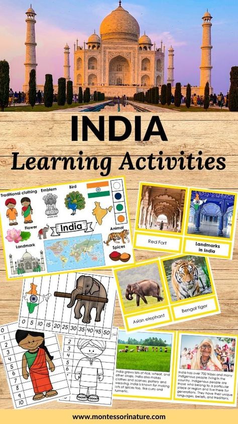 India Theme Preschool Activities, India Theme Preschool, Global Passport Preschool Theme, Nature Montessori Activities, Asia Preschool Activities, India Activities Preschool, India Preschool Theme, India Crafts For Kids Culture, Around The World Preschool Activities