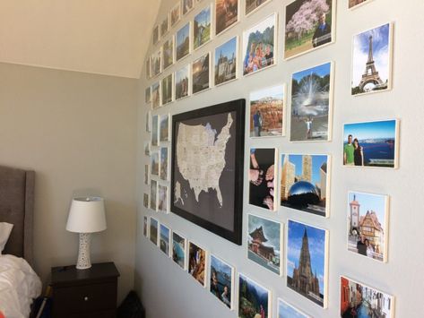 Travel Picture Wall, Travel Room Decor, Adventure Wall Decor, Travel Photo Wall, Travel Themed Room, Travel Photos Display, Travel Gallery Wall, Travel Room, Travel Wall Decor