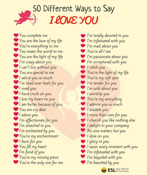 Other Ways To Say I LOVE YOU अंग्रेजी व्याकरण, Tenk Positivt, Tatabahasa Inggeris, Beautiful Words In English, Sms Language, Other Ways To Say, English Vocab, English Language Teaching, English Writing Skills