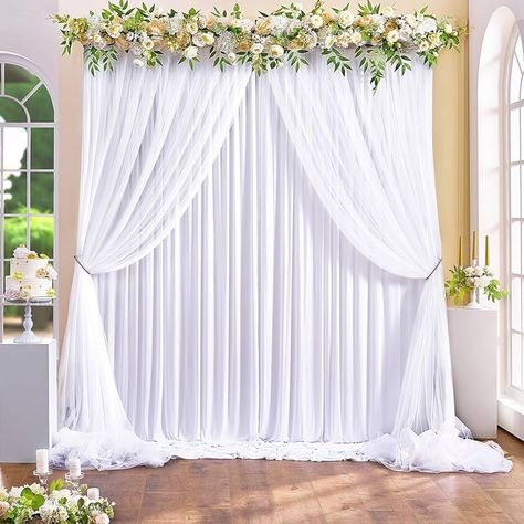 Amazon.com : Wrinkle Free Champagne Tulle Backdrop Curtains for Wedding Fabric Party Decorations Backdrops Curtain Sheer Photo Back Drop Drapes Cloth for Baby Shower Bridal Shower Photography 5ftx10ft, 4 Panels : Electronics White Tulle Backdrop, Tulle Wedding Decorations, Bridal Shower Photography, Tulle Backdrop, Backdrop Curtains, Sequin Backdrop, Curtain Backdrops, Light Backdrop, Tulle Curtains